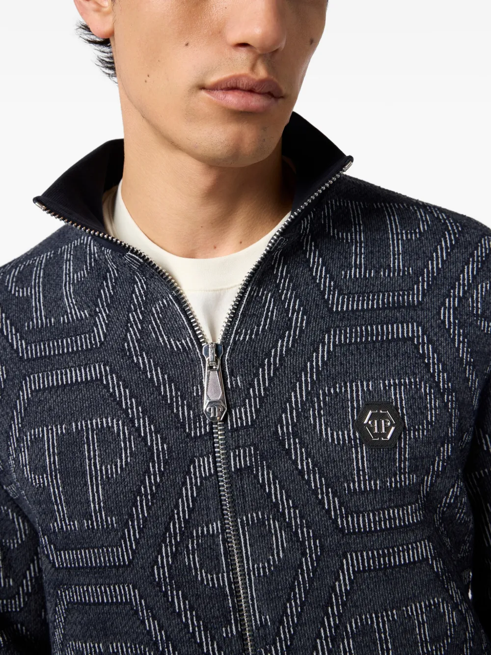 Philipp Plein Jack met monogram jacquard Blauw