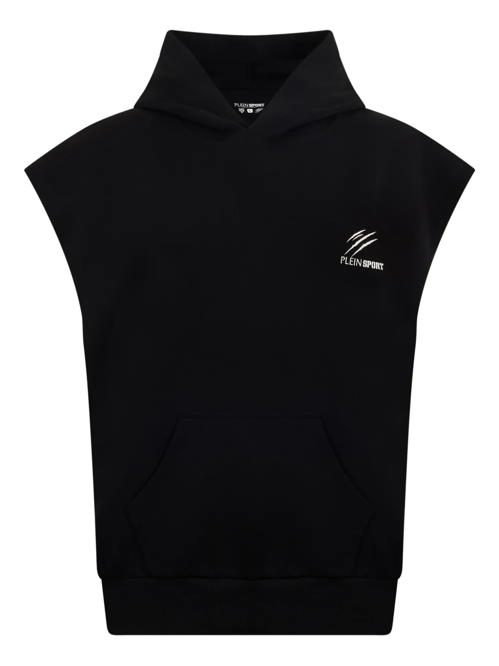 Plein Sport Felpa smanicata con cappuccio e logo - Nero