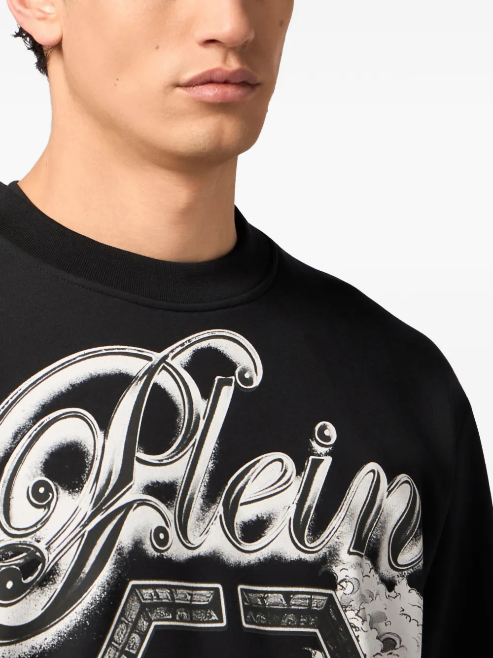 Philipp Plein Sweater met ronde hals en grafische print Zwart
