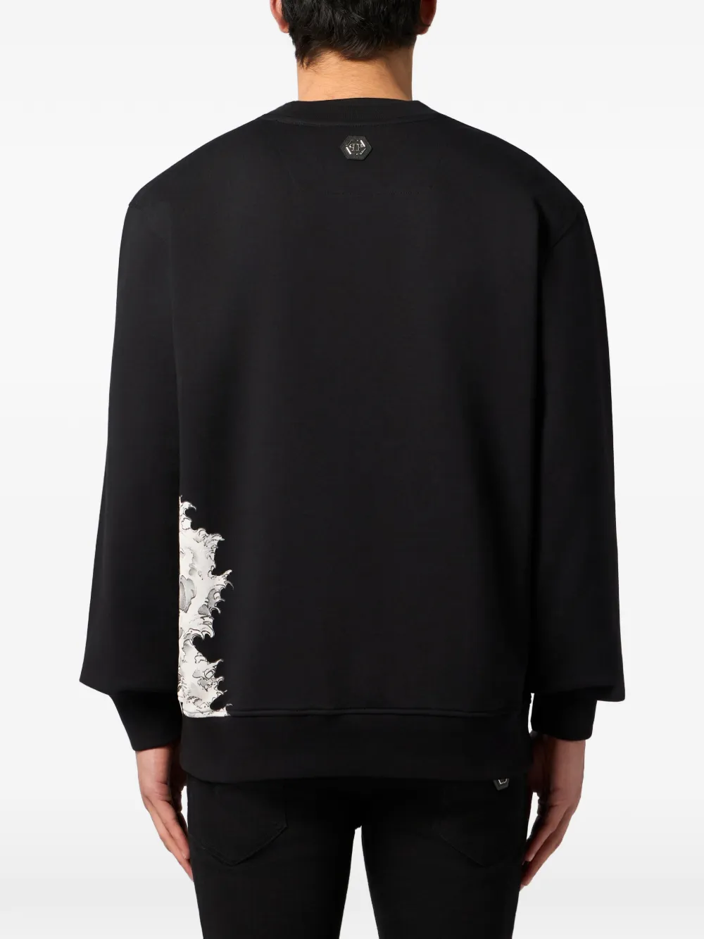 Philipp Plein Sweater met ronde hals en grafische print Zwart