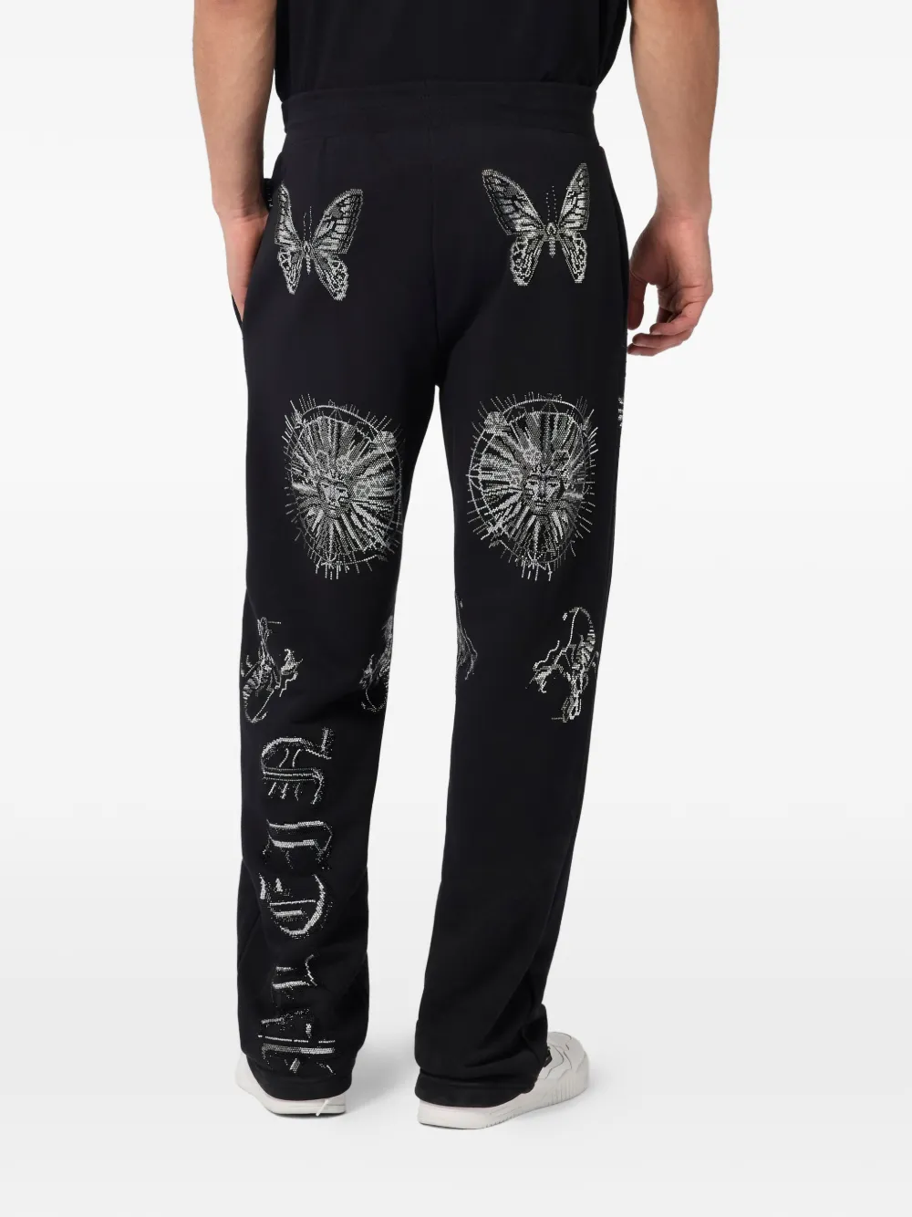 Philipp Plein Trainingsbroek met trekkoord en adelaarprint Zwart