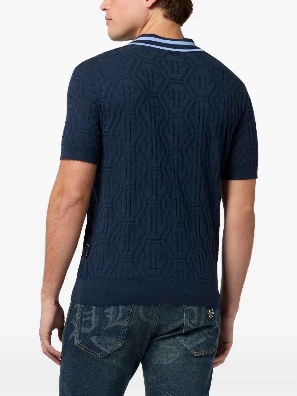 Philipp Plein Poloshirt met monogram Blauw