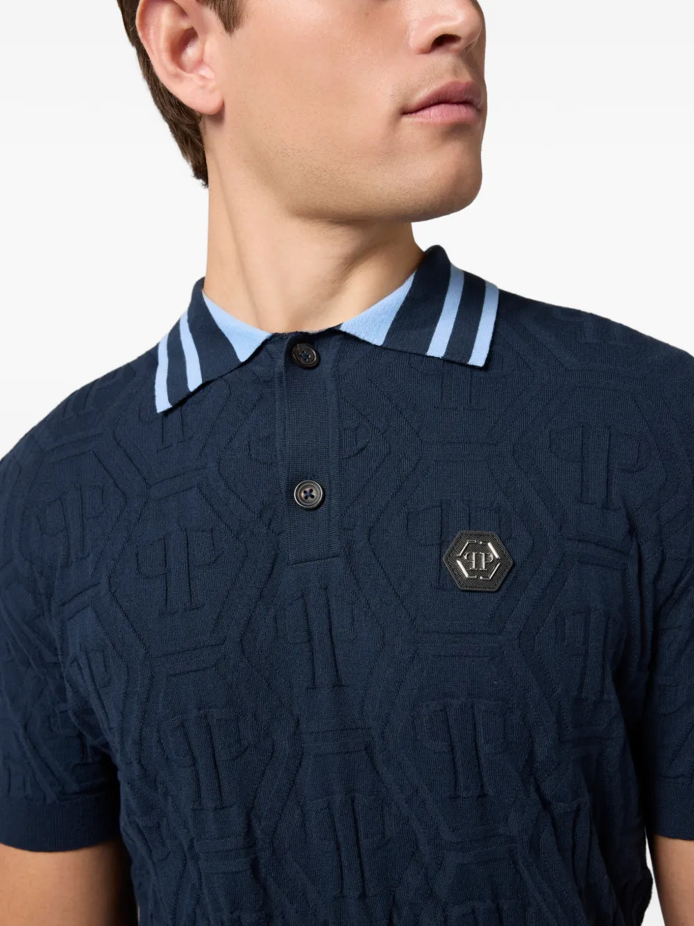 Philipp Plein Poloshirt met monogram Blauw