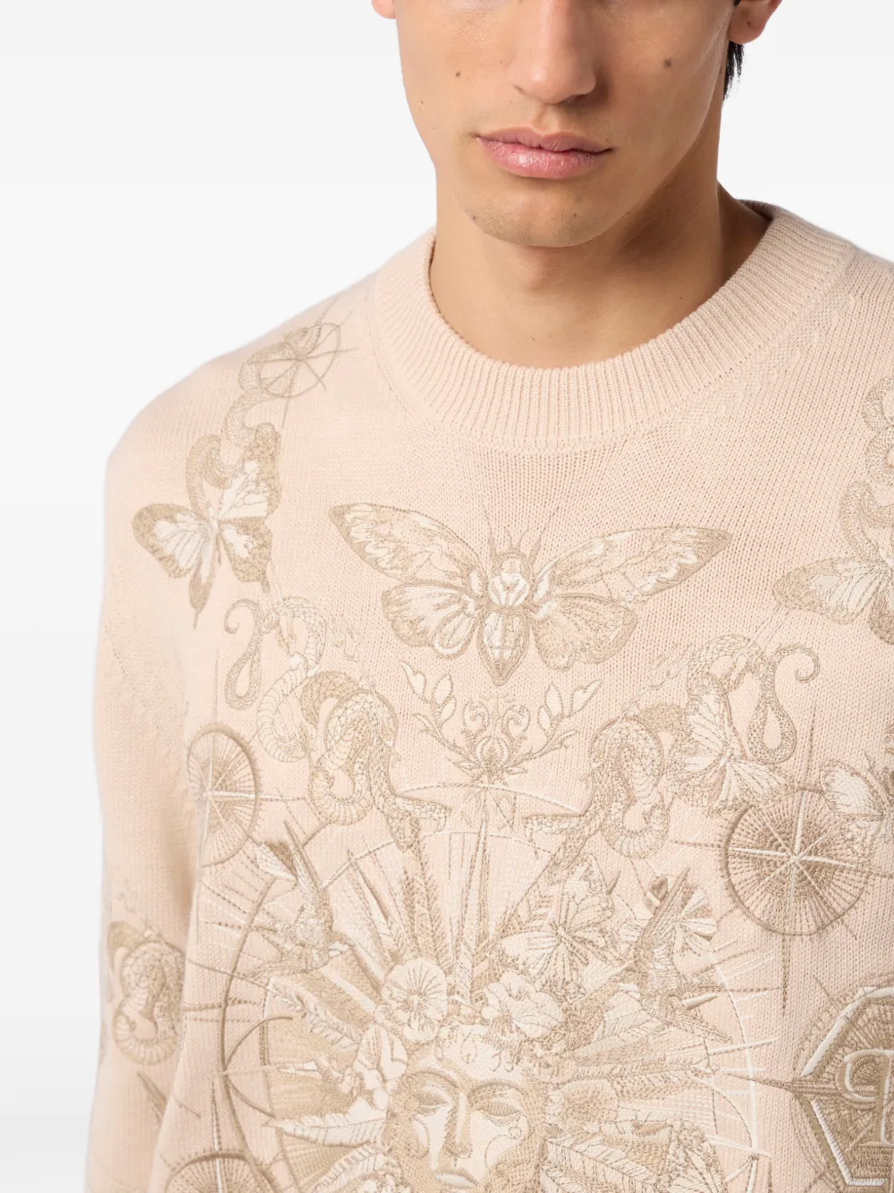 Philipp Plein Tattoo trui met ronde hals Beige