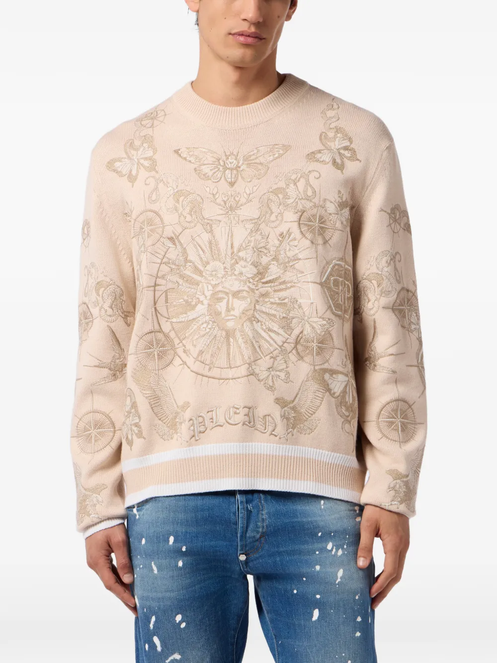  Philipp Plein Tattoo Round-neck Sweater - Neutrals 