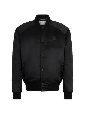 Philipp Plein Studs Embroidered Leather Biker Jacket | Black