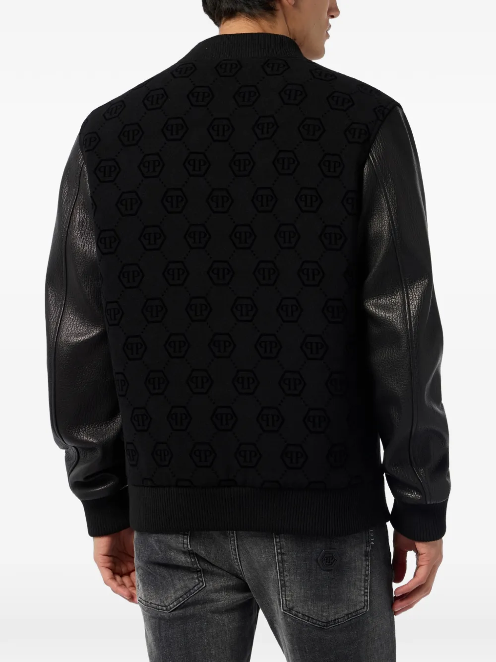 Philipp Plein Bomberjack met monogramprint Zwart