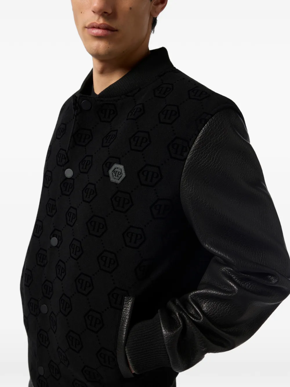 Philipp Plein Bomberjack met monogramprint Zwart