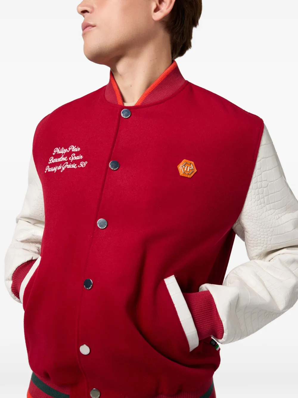 Philipp Plein Bomberjack met knoopsluiting Rood