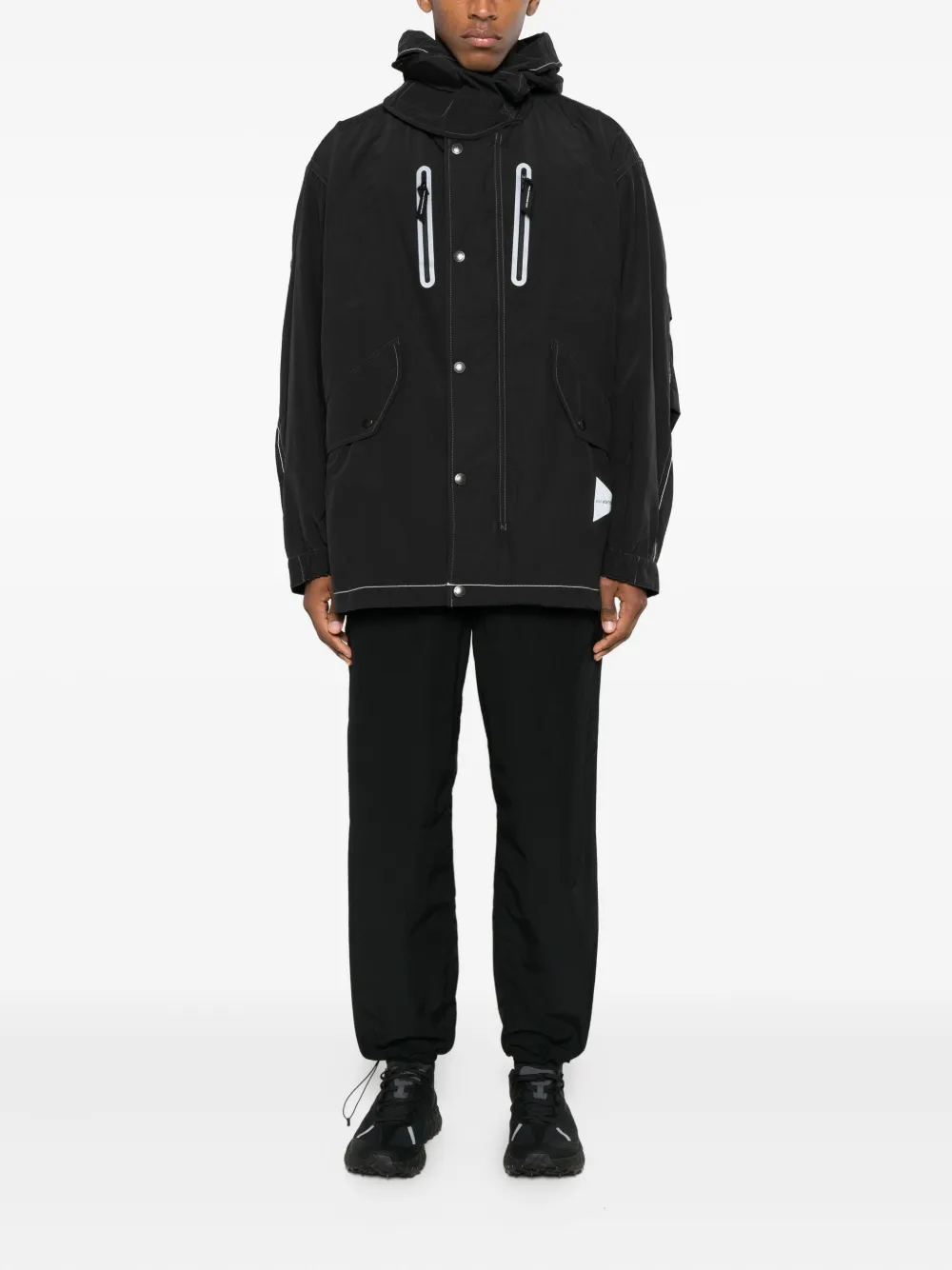 And Wander Reflective-stitching Coat In Black