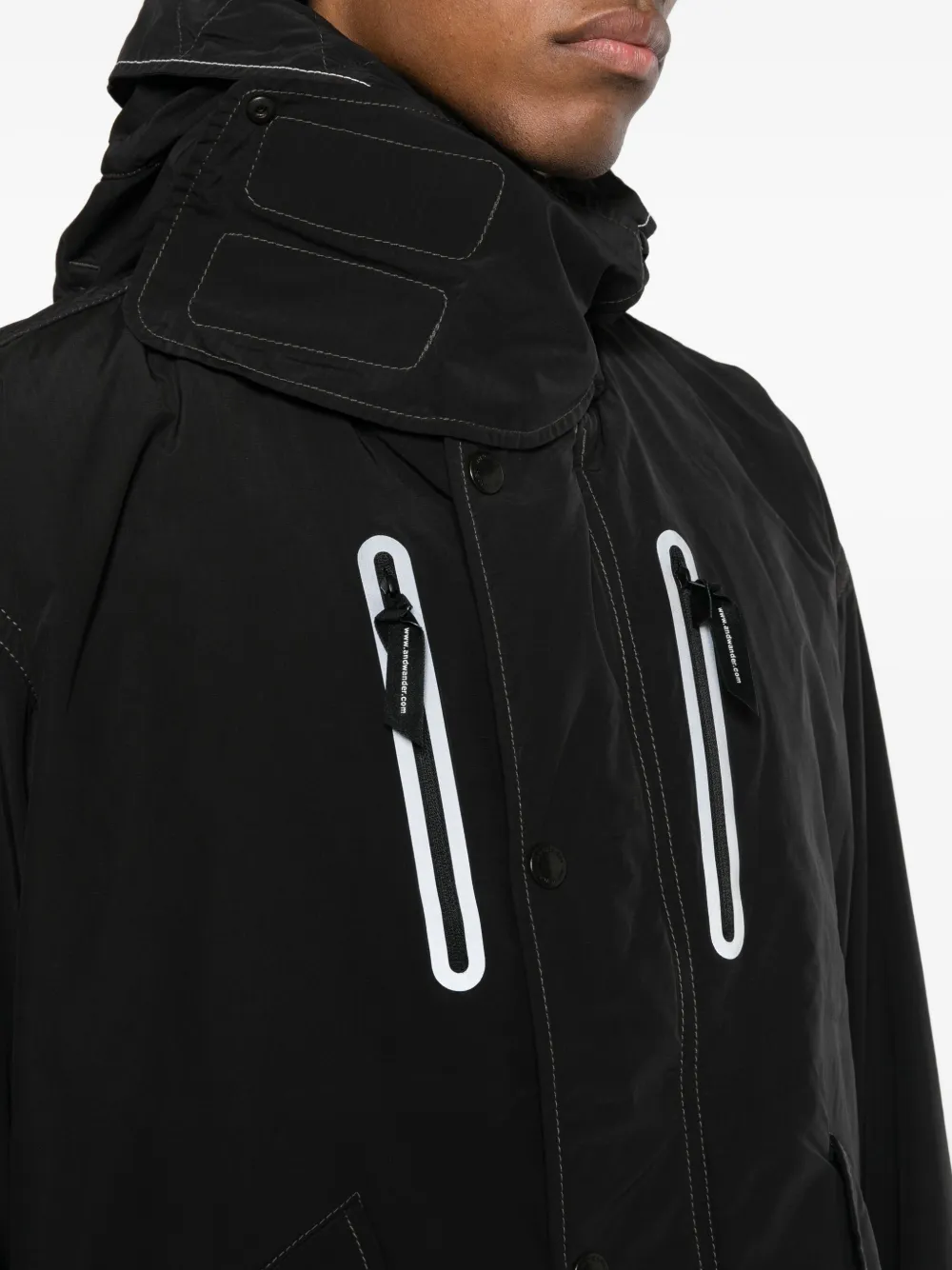 And Wander Reflective-stitching Coat In Black