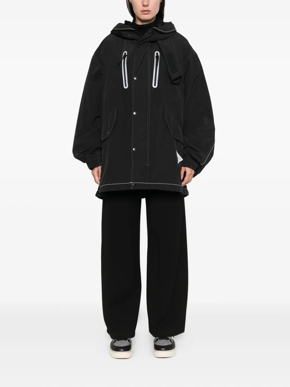 And Wander Reflective-stitching Coat In Black