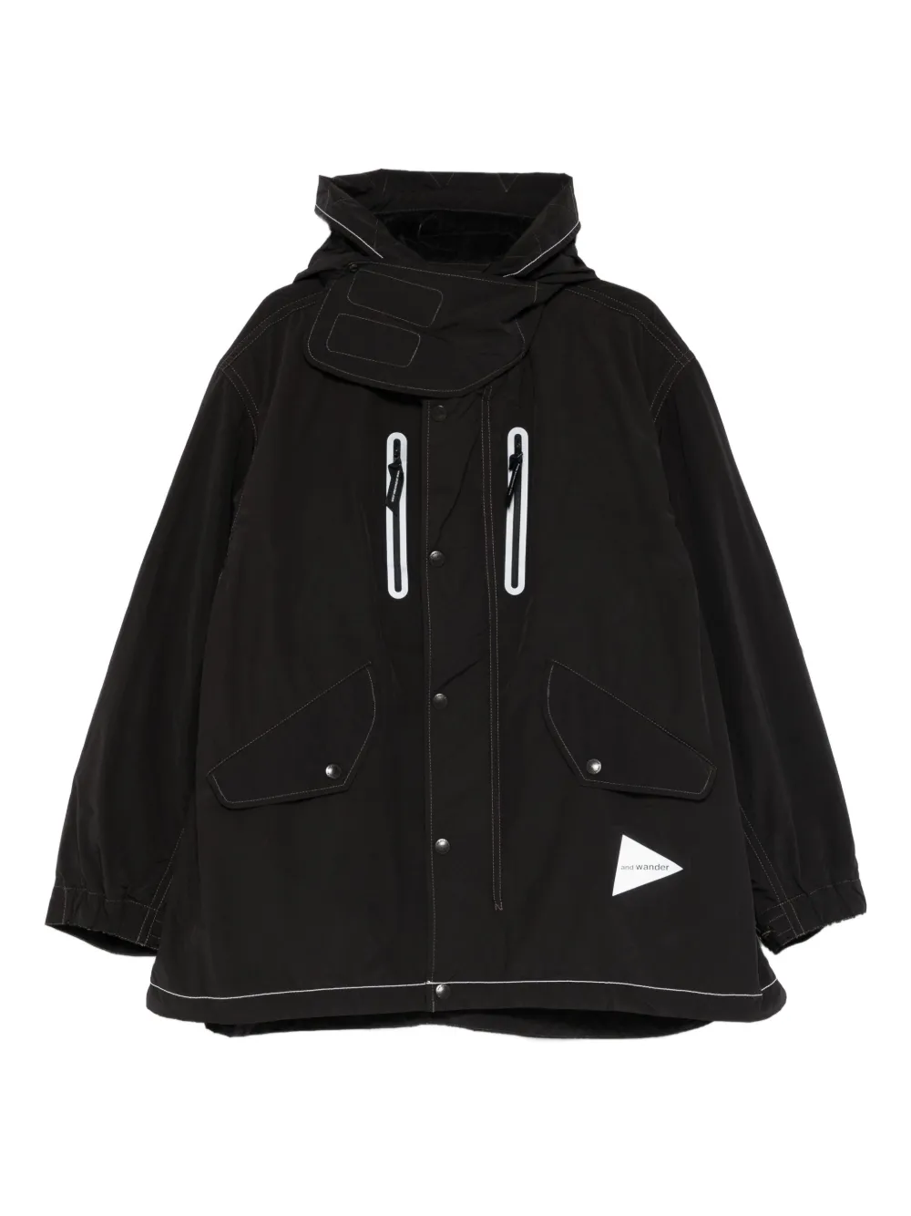 and Wander reflective-stitching coat | Black | Image 1