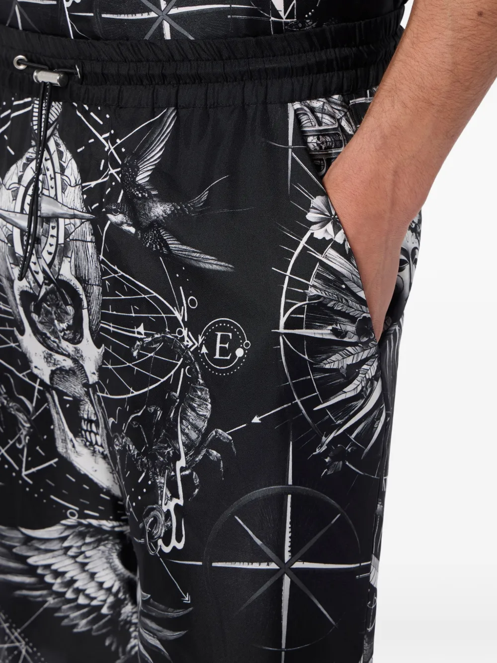Philipp Plein Zijden shorts met print Zwart