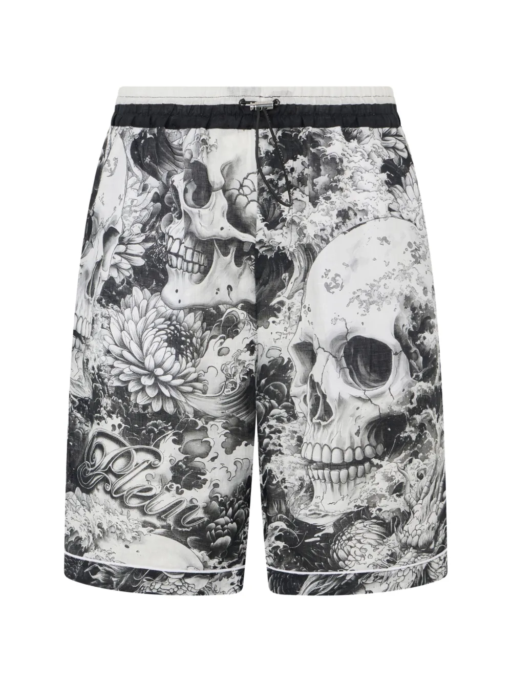 skull-print shorts