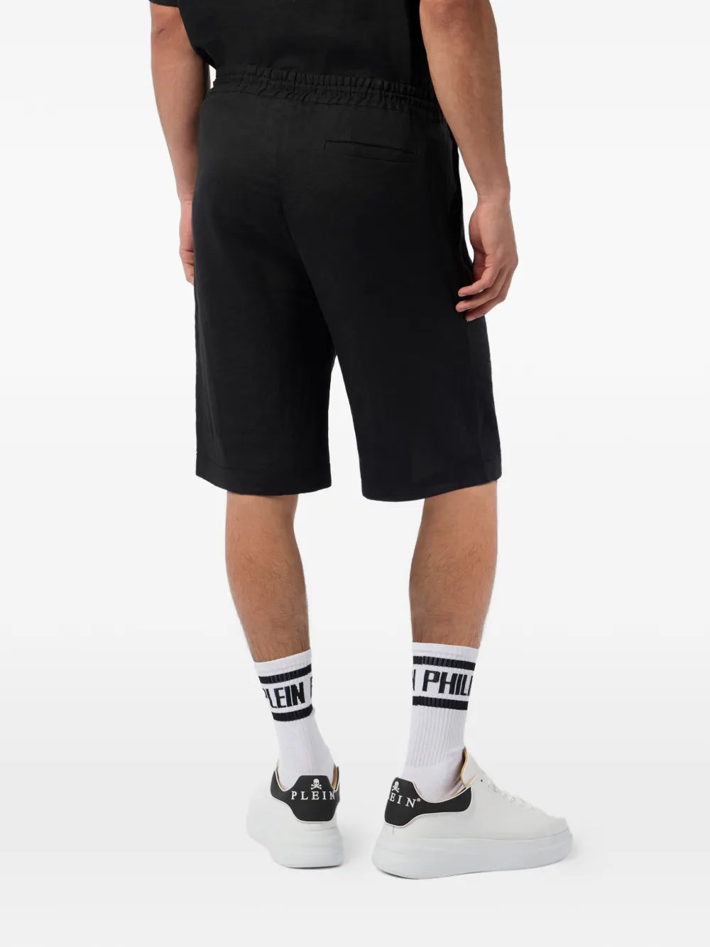 Philipp Plein Linnen bowlingshorts met borduurwerk Zwart