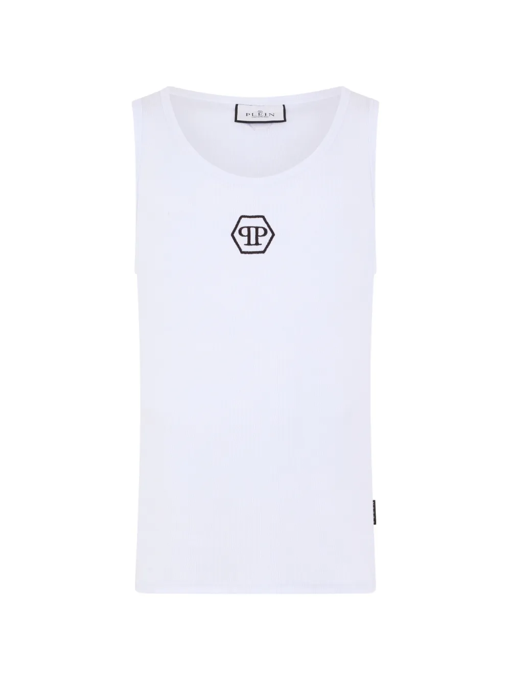 Philipp Plein logo-embroidered cotton tank top - Bianco