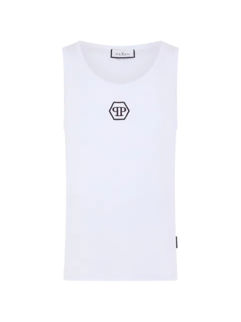 Philipp Plein logo-embroidered cotton tank top