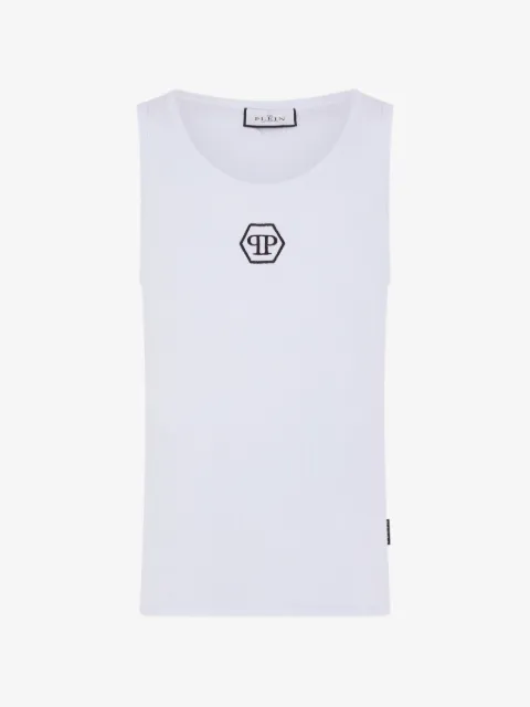 Philipp Plein logo-embroidered cotton tank top