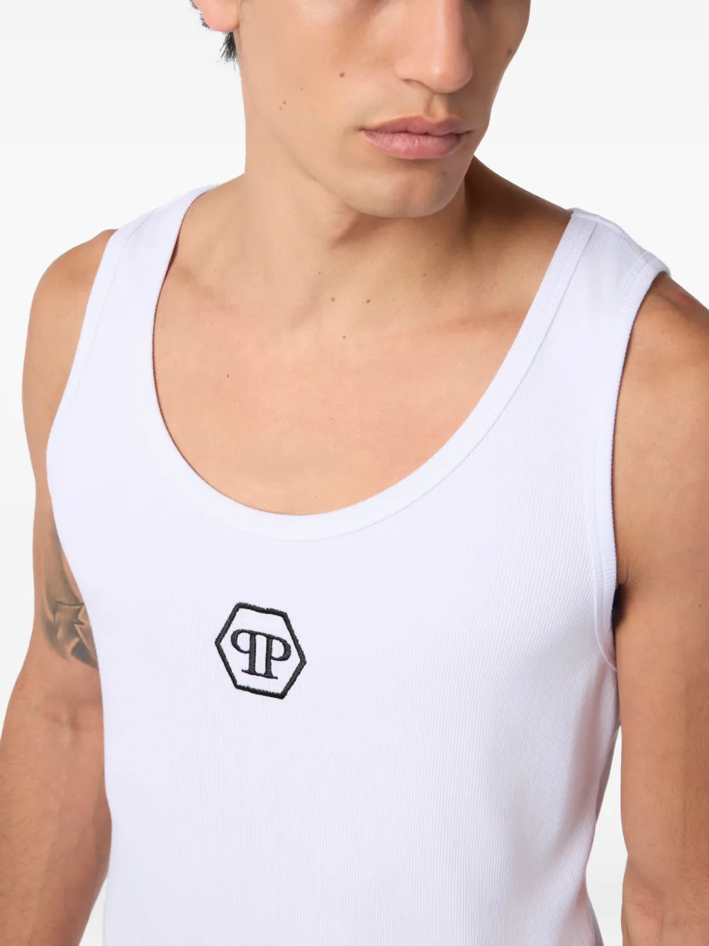 Logo-Embroidered Cotton Tank Top