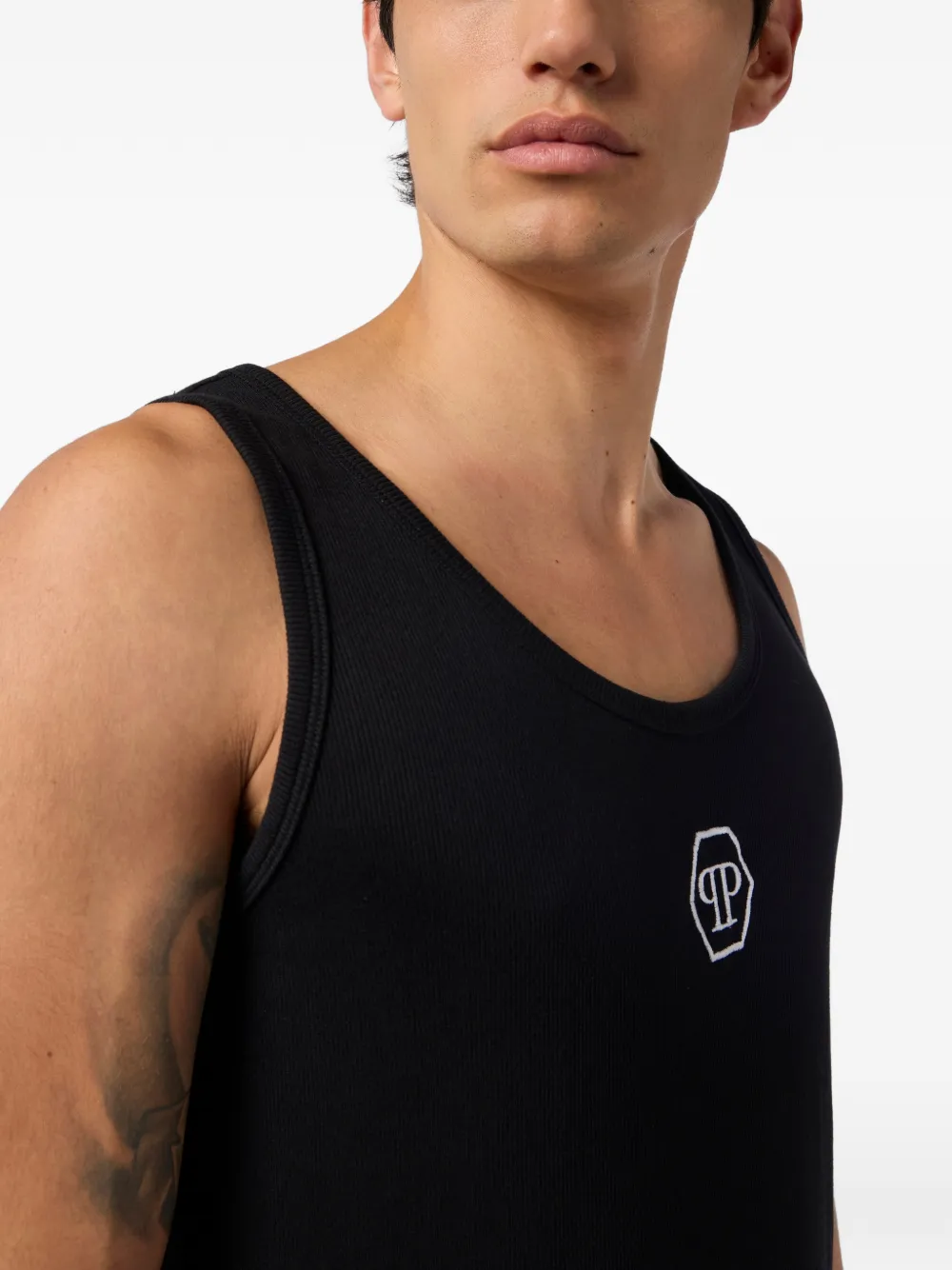 Philipp Plein Tanktop met geborduurd logo Zwart