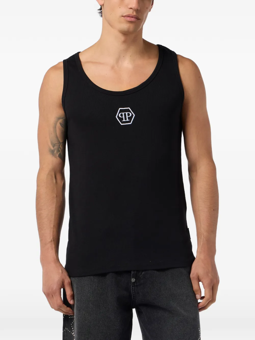 Philipp Plein Tanktop met geborduurd logo Zwart