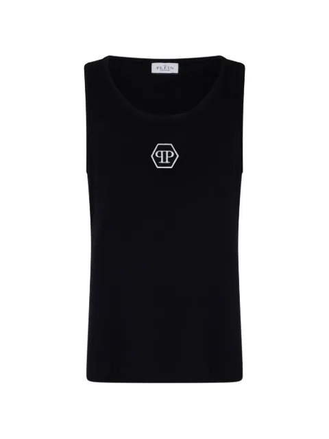 Philipp Plein logo-embroidered cotton tank top