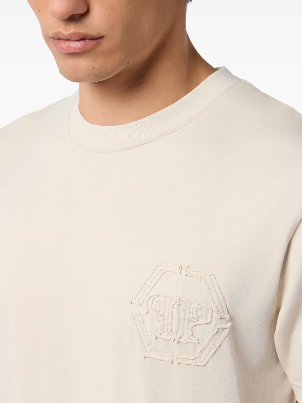 Philipp Plein T-shirt met ronde hals en monogram Beige
