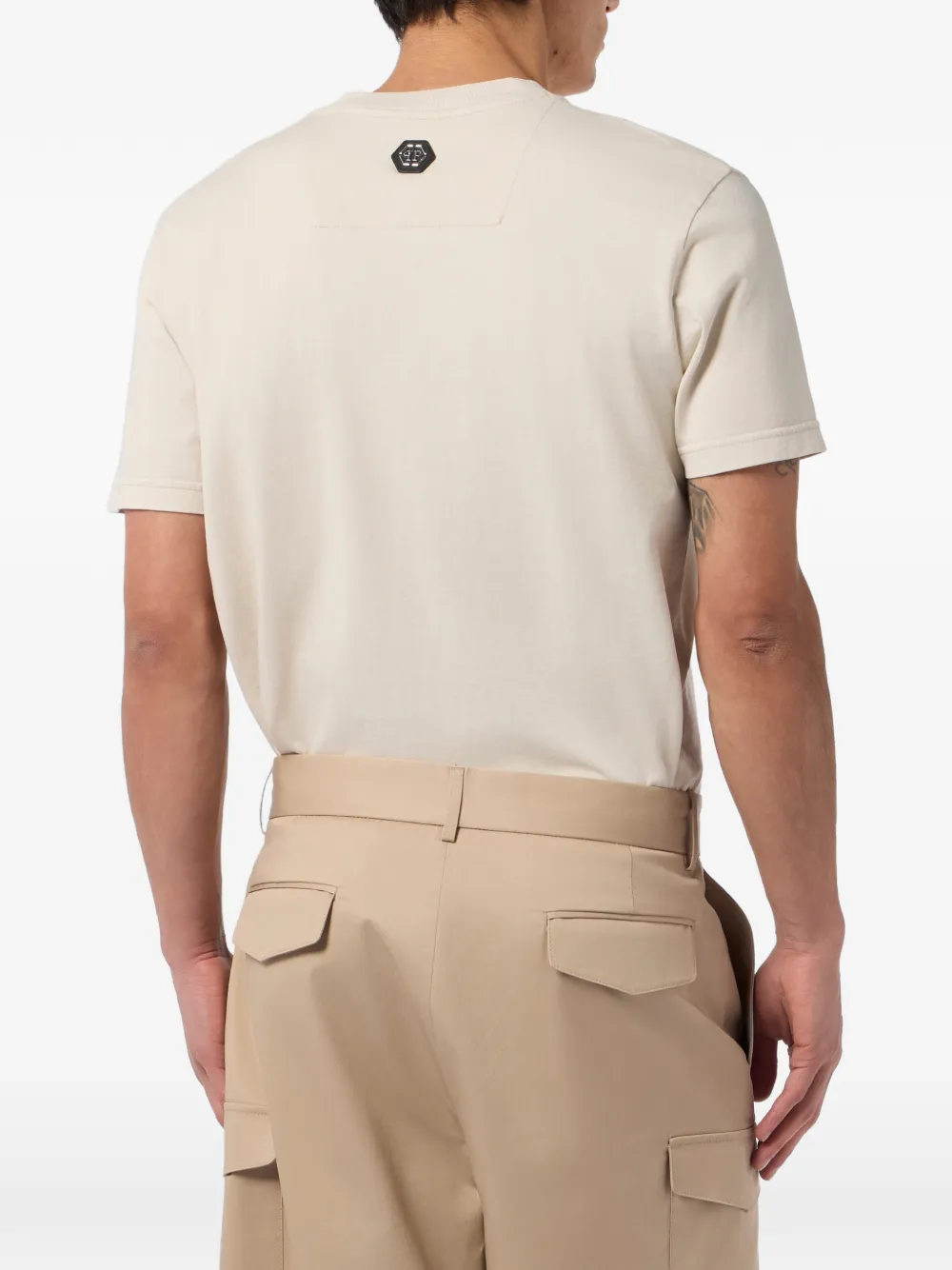 Philipp Plein T-shirt met ronde hals en monogram Beige