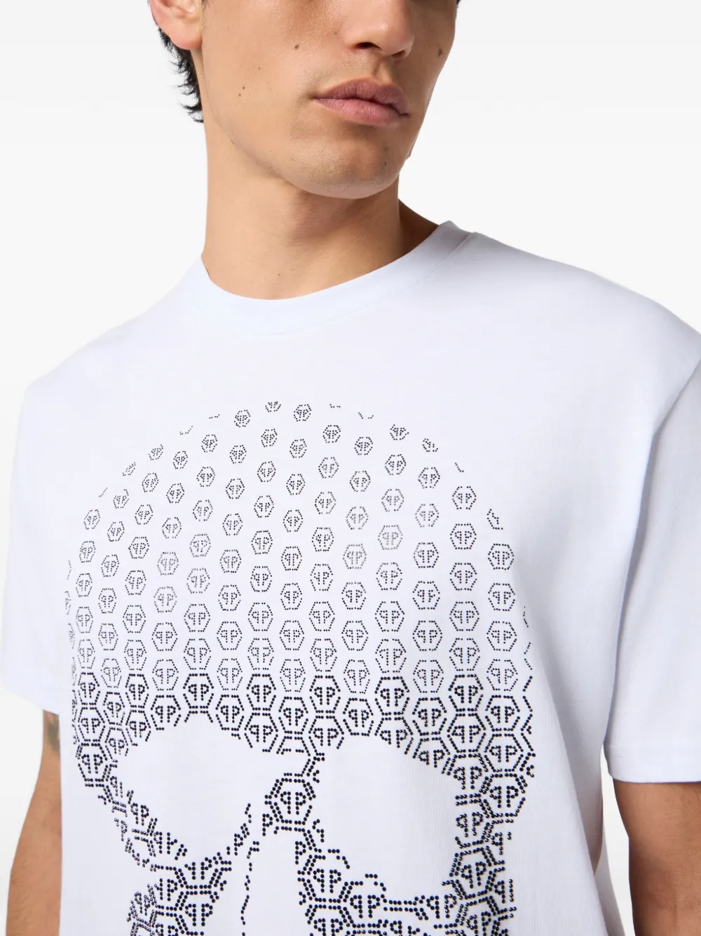 Philipp Plein T-shirt met ronde hals en doodskop Wit
