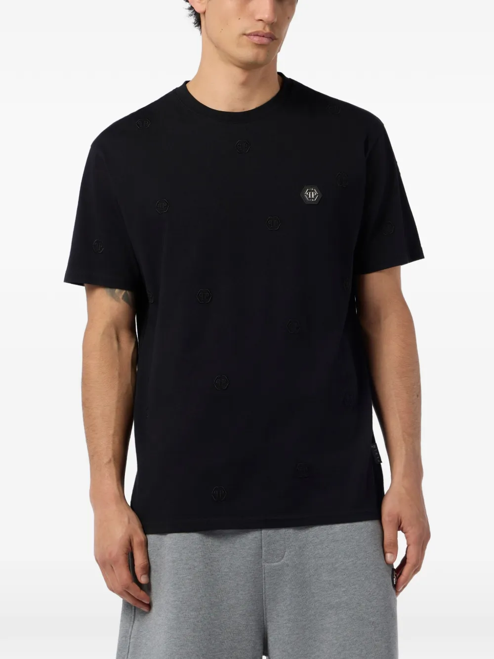 Philipp Plein T-shirt met geborduurd monogram Zwart