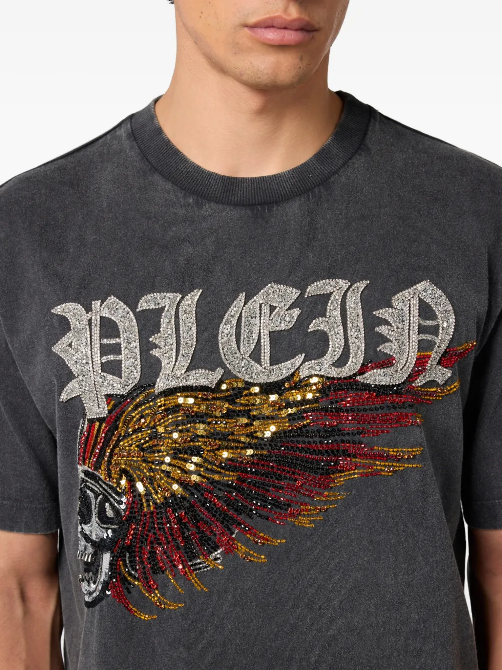 Philipp Plein T-shirt met doodskopprint Grijs