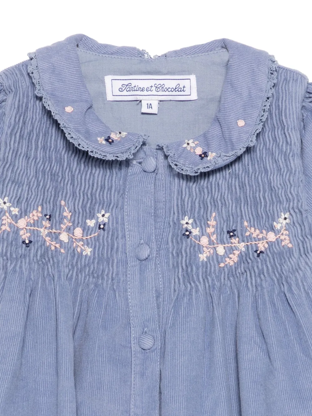 Tartine Et Chocolat Jurk met geborduurde bloemen en kraag Blauw