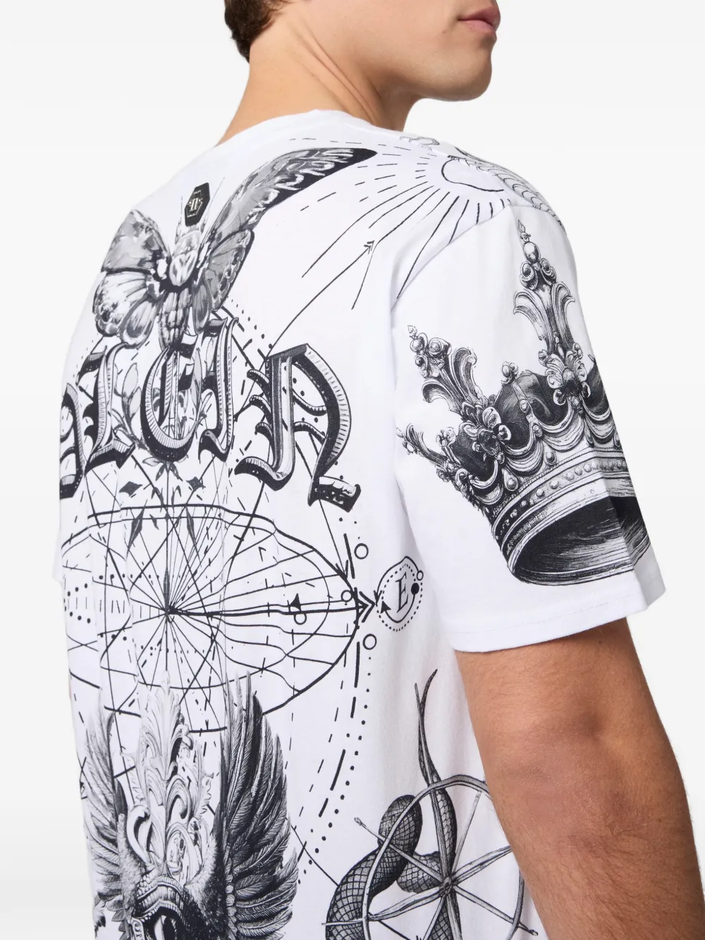 Philipp Plein T-shirt met ronde hals en doodskopprint Wit