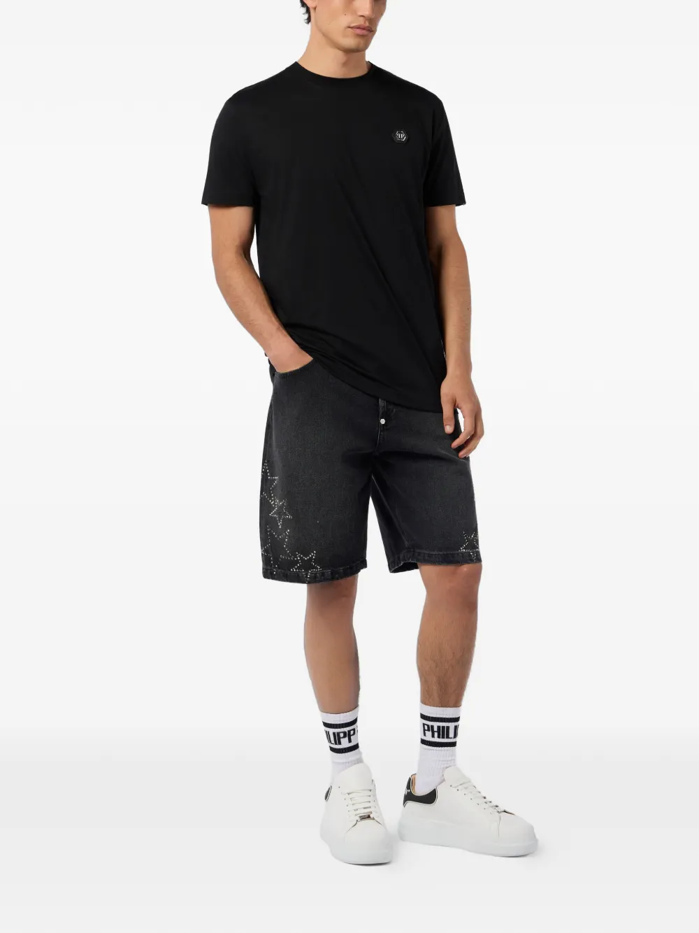 Philipp Plein T-shirt met ronde hals en logo Zwart
