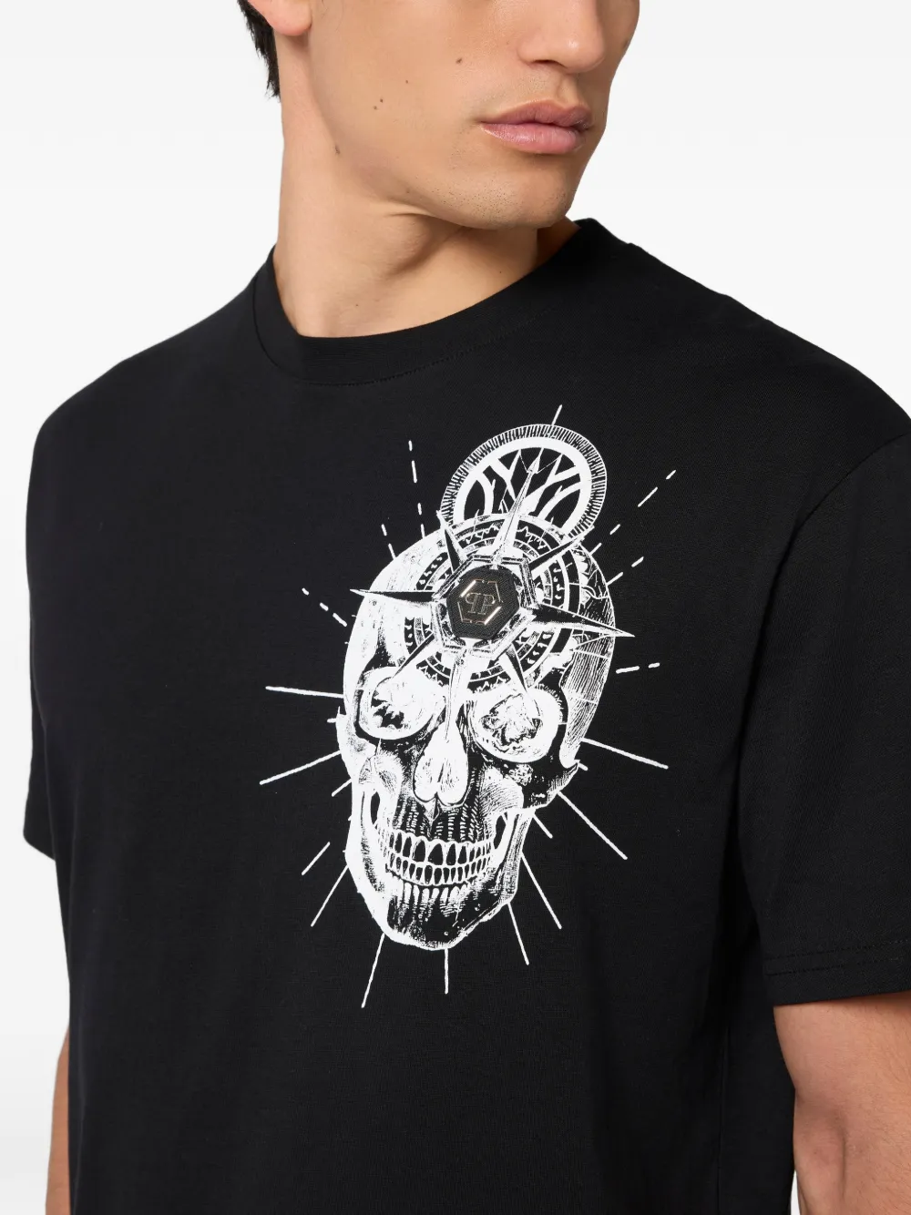 Philipp Plein T-shirt met ronde hals en doodskop Zwart