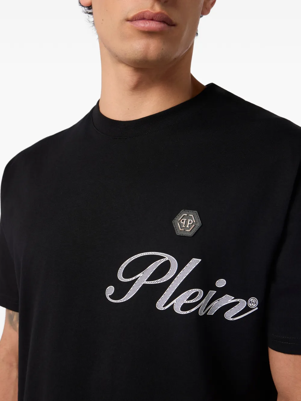 Philipp Plein T-shirt met ronde hals en logo Zwart