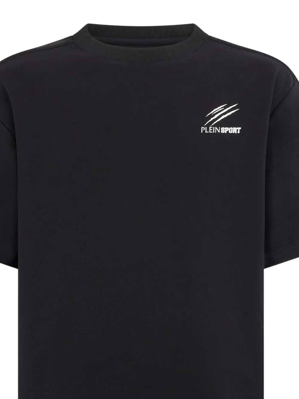 Plein Sport T-shirt met rubberen ronde hals Zwart