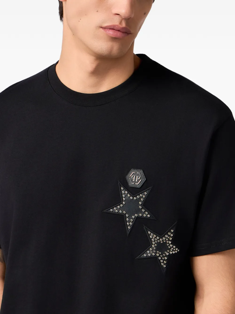 Philipp Plein T-shirt met ronde hals en sterrenstuds Zwart
