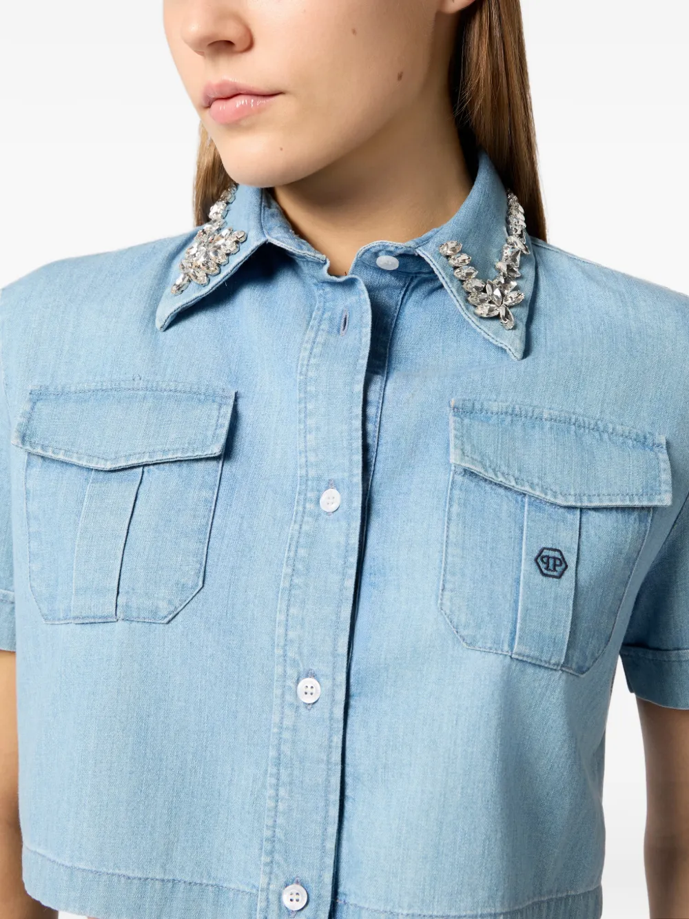 Philipp Plein Overhemd met korte mouwen Blauw