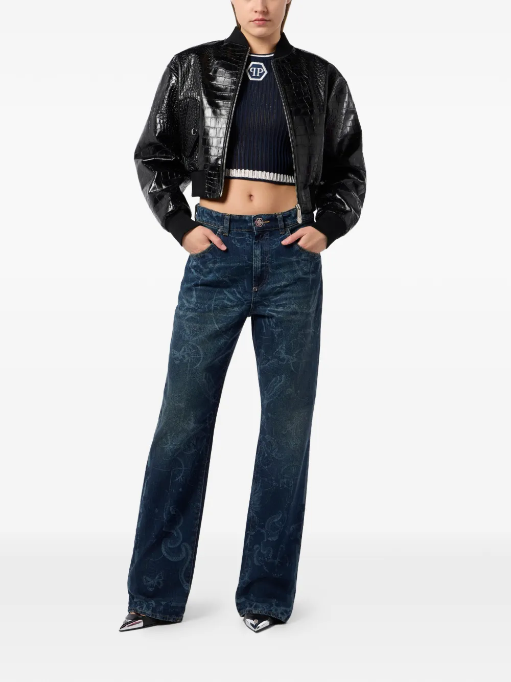  Philipp Plein Butterfly Tattoo Jeans - Blue 
