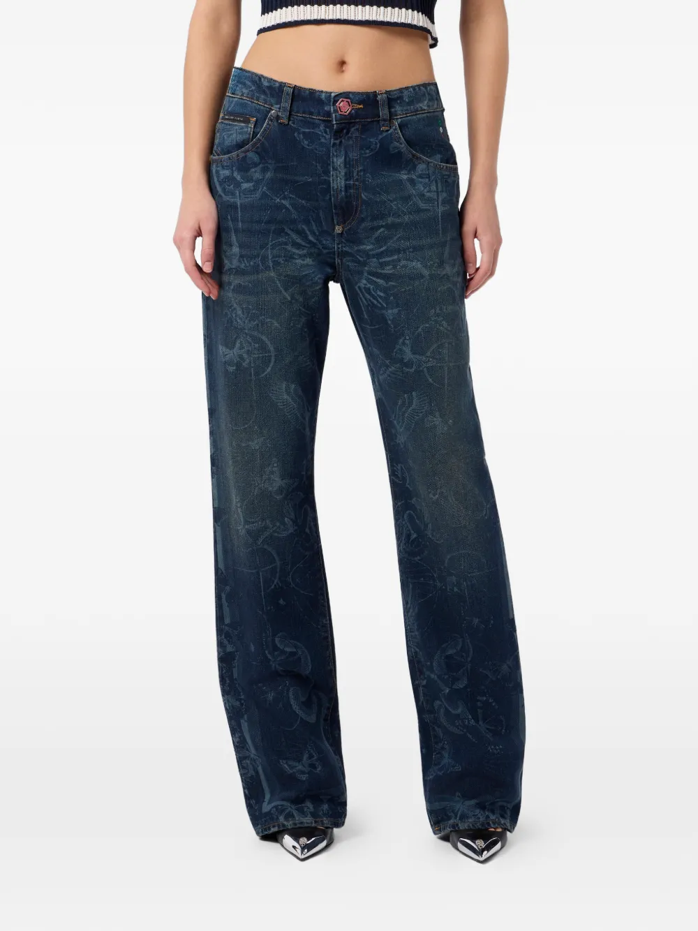  Philipp Plein Butterfly Tattoo Jeans - Blue 