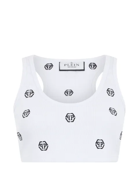 Philipp Plein monogram ribbed top