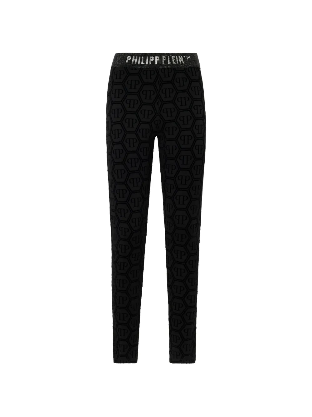 Philipp Plein flock-monogram leggings - Schwarz