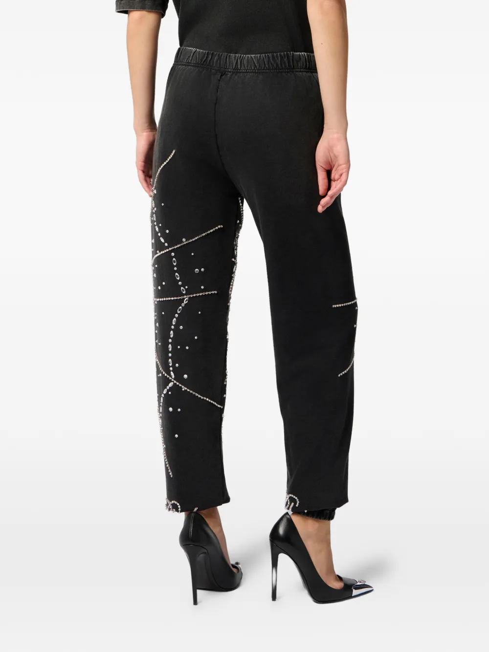 Philipp Plein Joggingbroek met spinneweb stras Zwart