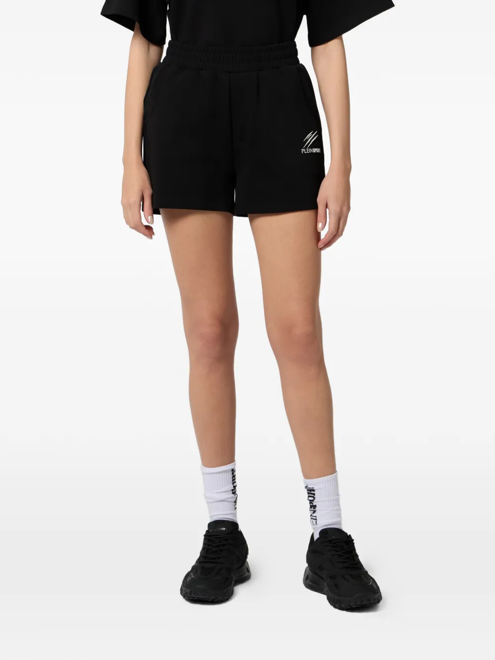 Plein Sport Shorts met elastische taille Zwart