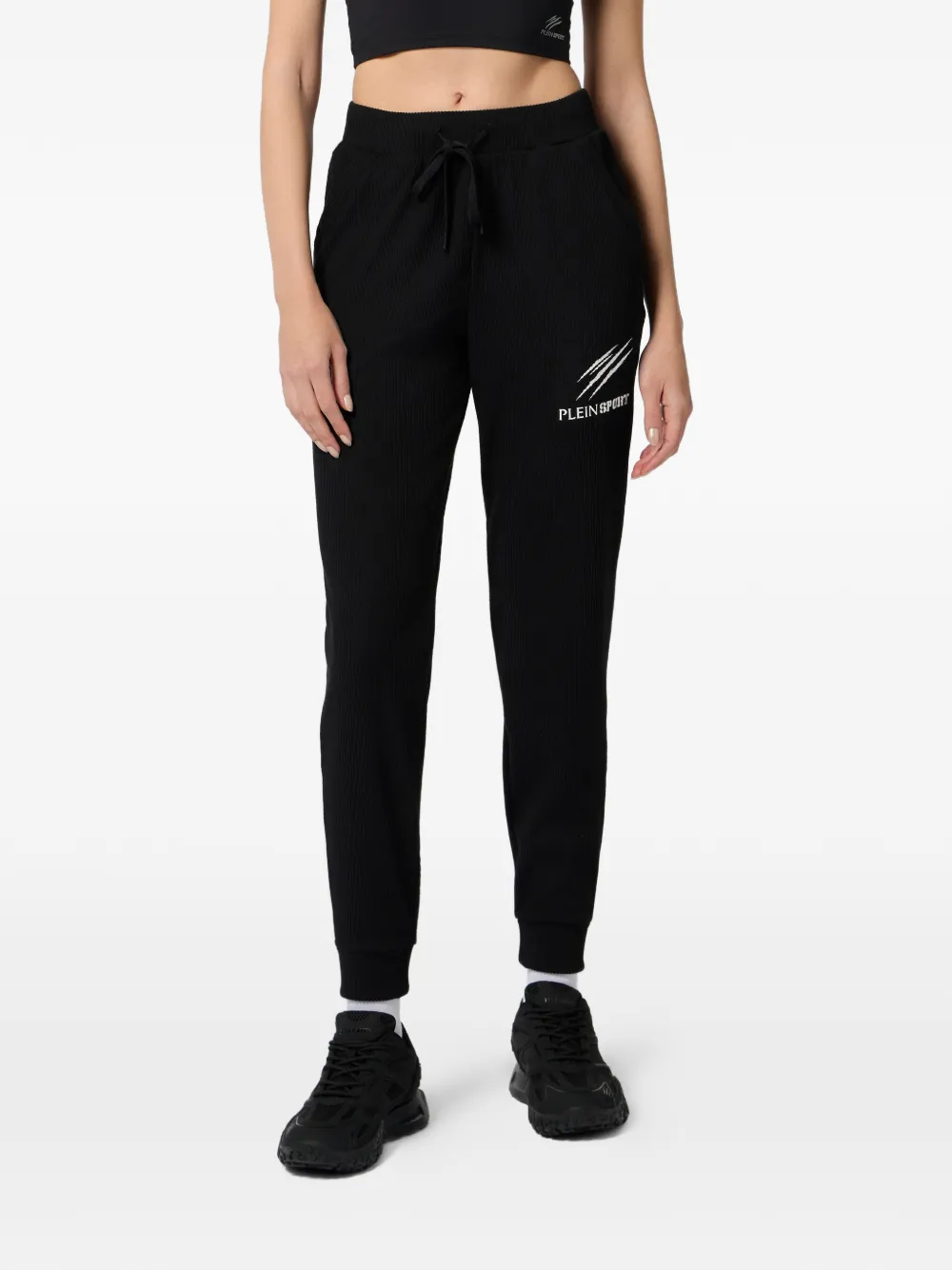 Plein Sport Geribbelde joggingbroek Zwart