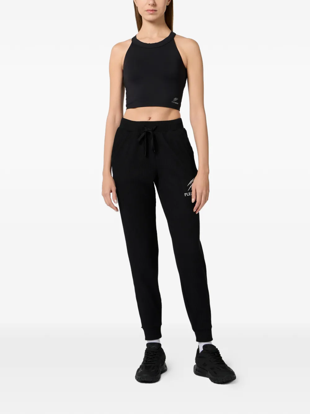 Plein Sport Geribbelde joggingbroek Zwart