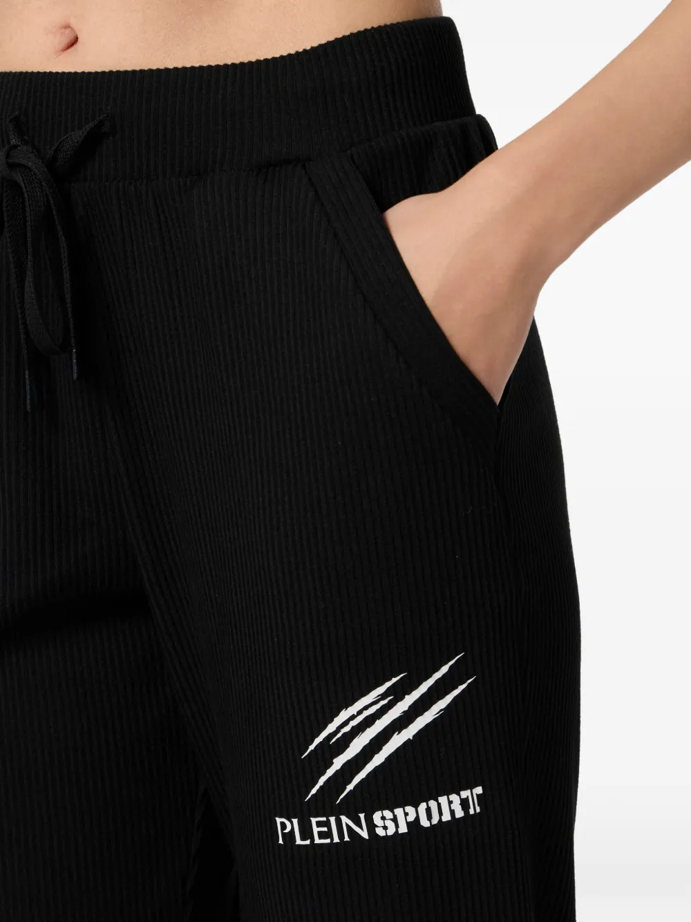 Plein Sport Geribbelde joggingbroek Zwart