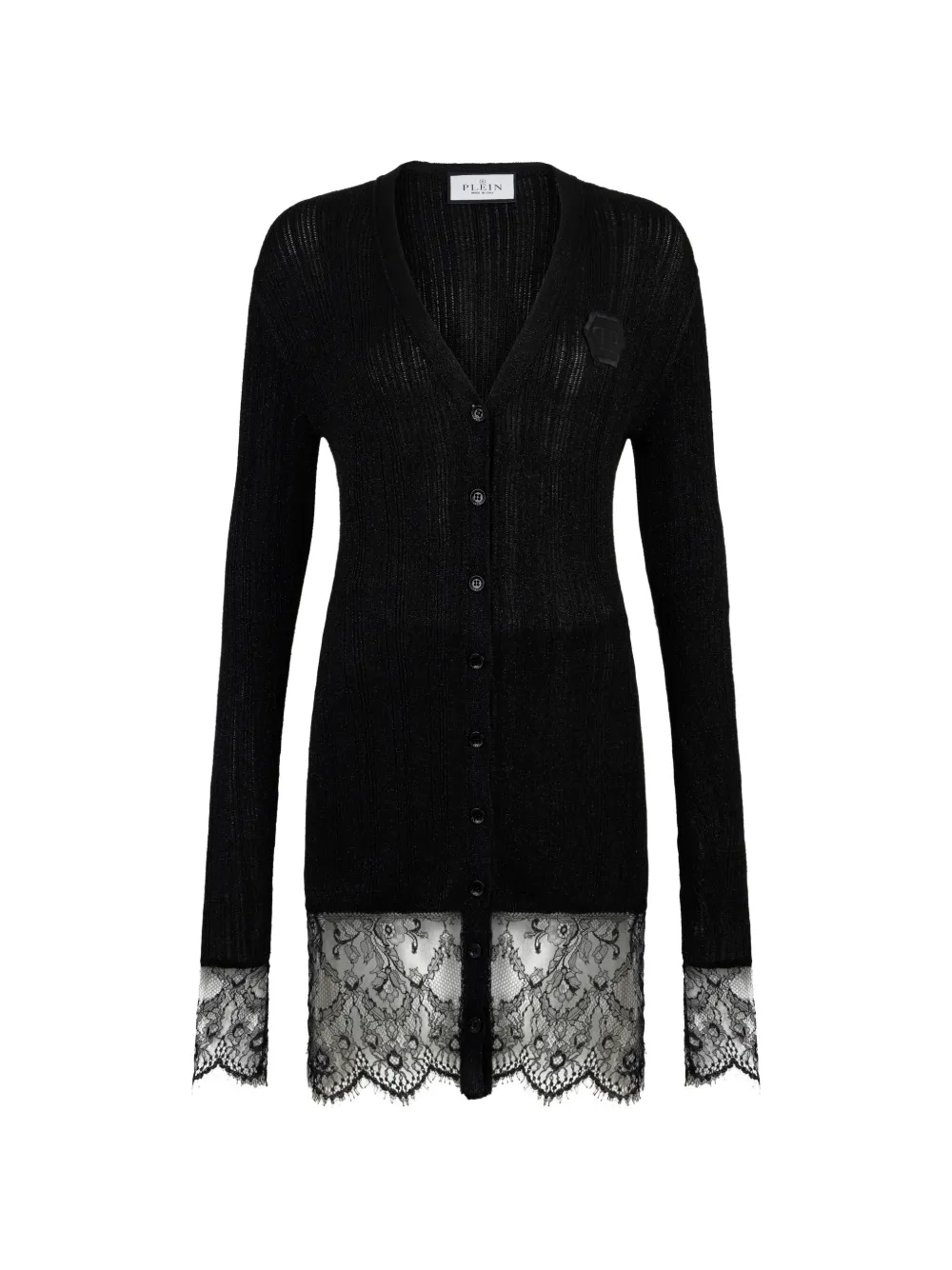 Philipp Plein buttoned-up lace-detail mini dress - Nero